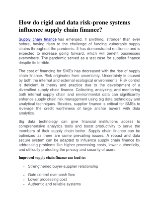 How do rigid and data risk-prone systems influence supply chain finance