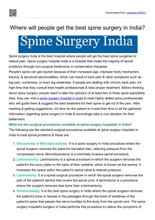 Where will people get the best spine surgery in India?