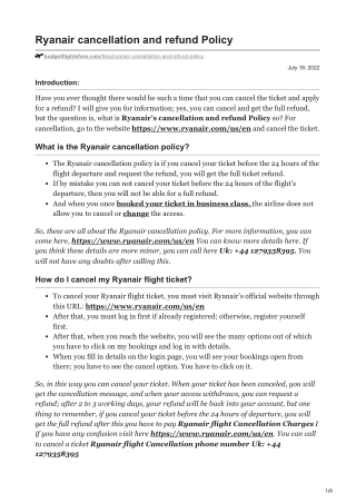 Ryanair cancellation and refund Policy