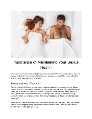 Maintain Your Sexual Health