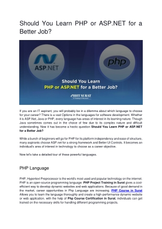 Should You Learn PHP or ASP.NET for a Better Job?