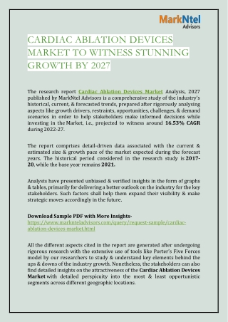 Cardiac Ablation Devices Market to witness Stunning Growth by 2027