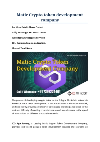 Matic Crypto token development company