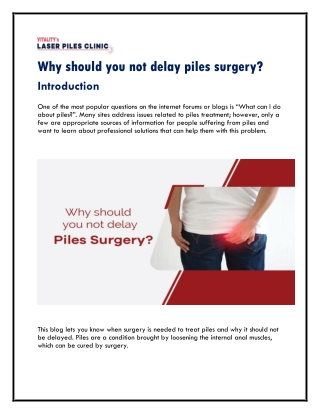 Why should you not delay piles surgery.docx