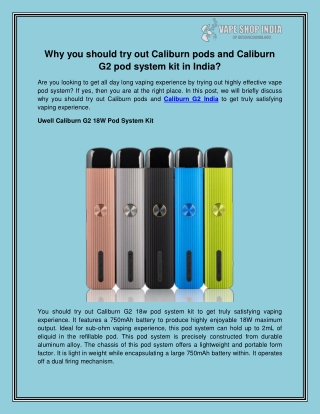 Caliburn Pods