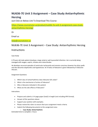 NU636-7E Unit 3 Assignment – Case Study Antiarrhythmic Herzing