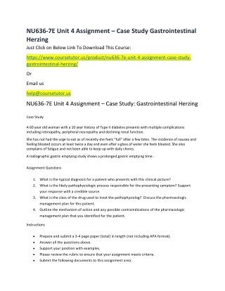 NU636-7E Unit 4 Assignment – Case Study Gastrointestinal Herzing