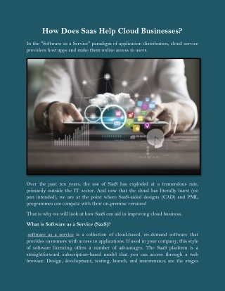 How Does Saas Help Cloud Businesses