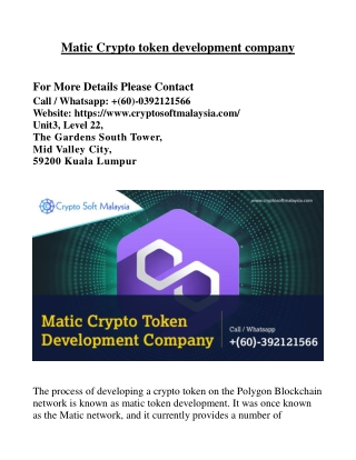 Matic Crypto token development company .1