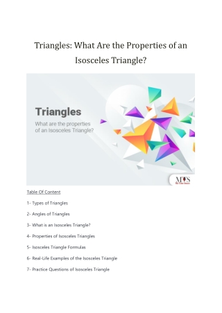 Triangles What are the properties of an Isosceles Triangle