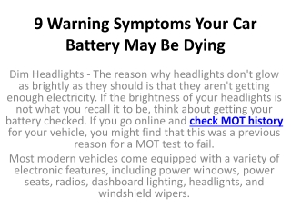 9 Warning Symptoms Your Car Battery May Be Dying