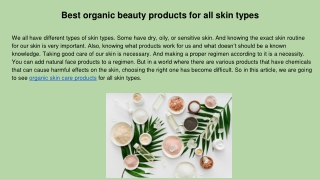 Best Organic Beauty Products For all Skin Type