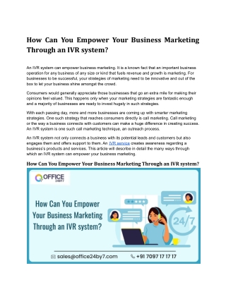 How Can You Empower Your Business Marketing Through an IVR system