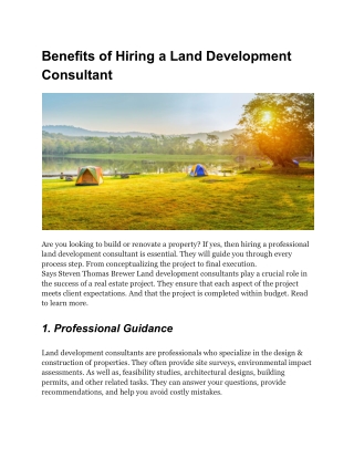 Benefits of Hiring a Land Development Consultant