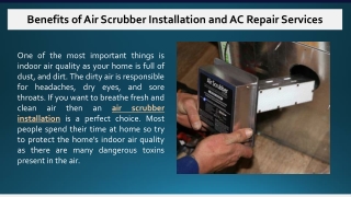Benefits of Air Scrubber Installation and AC Repair Services