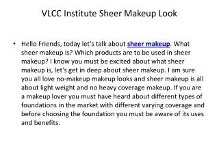 VLCC Institute Sheer Makeup Look