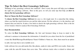 Choose The Best Genealogy Software | Best Genealogy Software Feature