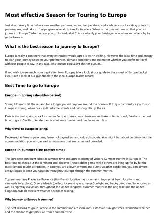 Best Time for Traveling to Europe