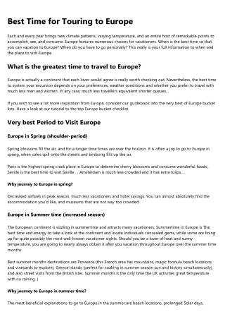 When to Travel to Europe