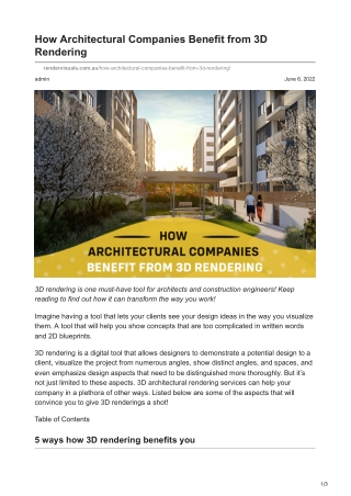 How Architectural Companies Benefit from 3D Rendering