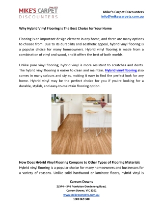 Why Hybrid Vinyl Flooring is The Best Choice for Your Home