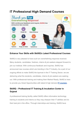 IT Professional High Demand Courses