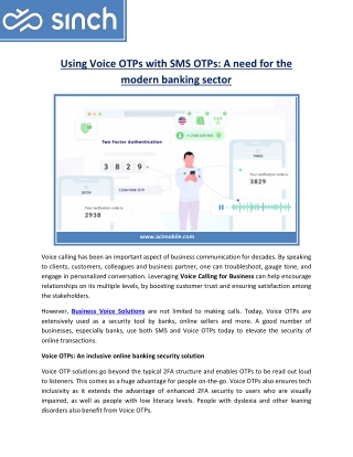 Using Voice OTPs with SMS OTPs: A need for the modern banking sector