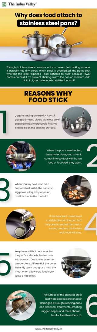 Why does food attach to stainless steel pans?