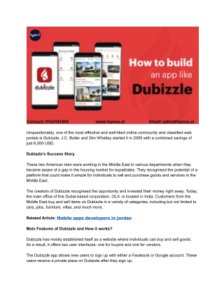 How much will it cost to create an app like Dubizzle