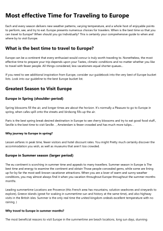 Best Time for Traveling to Europe