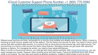 iCloud Customer Support Number  1(800) 775 5582