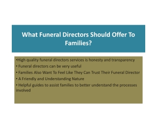 What Funeral Directors Should Offer To Families