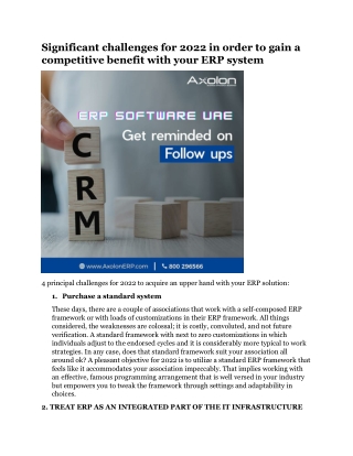 Significant challenges for 2022 in order to gain a competitive benefit with your ERP system