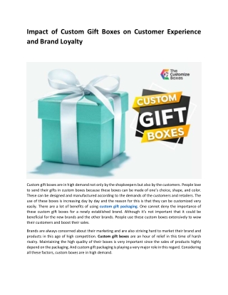 Impact of Custom Gift Boxes on Customer Experience and Brand Loyalty