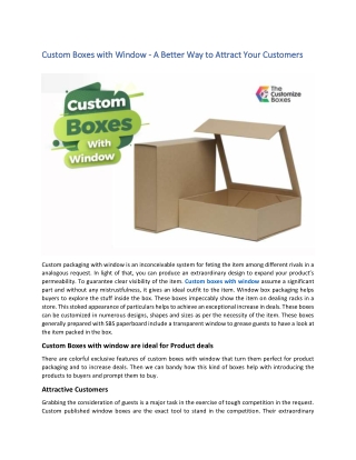 Custom Boxes with Window - A Better Way to Attract Your Customers