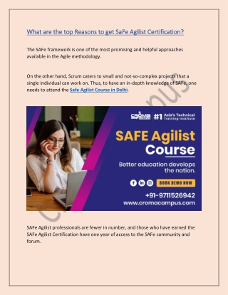 What are the top Reasons to get SaFe Agilist Certification