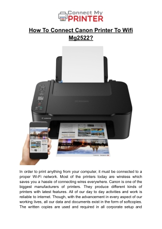 How To Connect Canon Printer To Wifi Mg2522