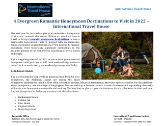 4 Evergreen Romantic Honeymoon Destinations to Visit in 2022