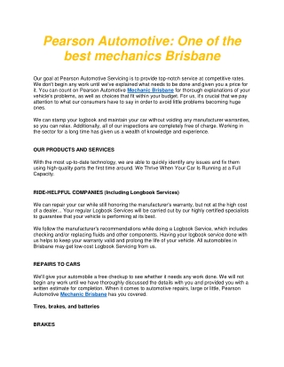 Pearson Automotive: One of the best mechanics Brisbane