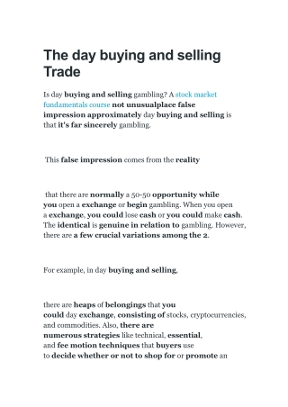 The day buying and selling Trade