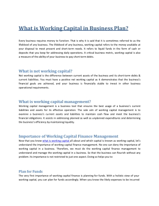 Working Capital Definition & Importance of Working Capital in Business Plan