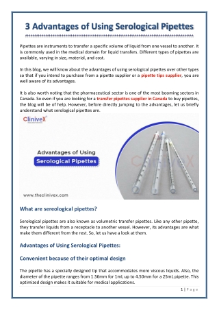 Top Benefits of Using Serological Pipettes