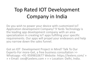 Top Rated IOT Development Company in India