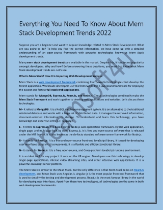 Everything You Need To Know About Mern Stack Development Trends 2022