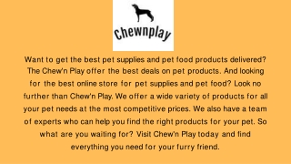 Best Online Store For Pets - Chew N Play