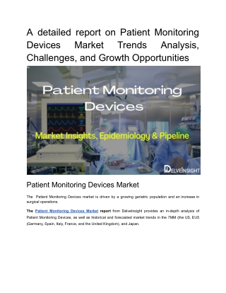 Patient Monitoring Devices Market Insights and Epidemiology Forecast