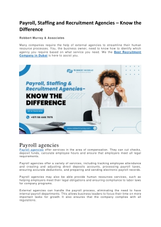 Payroll Staffing and Recruitment Agencies  Know the Difference