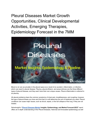 Pleural Diseases Market Market Insights and Epidemiolofy Forecast