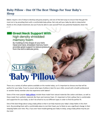 Baby Pillow - One Of The Best Things For Your Baby's Sleep