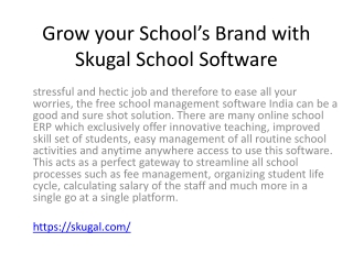 Grow your School’s Brand with Skugal School Software
